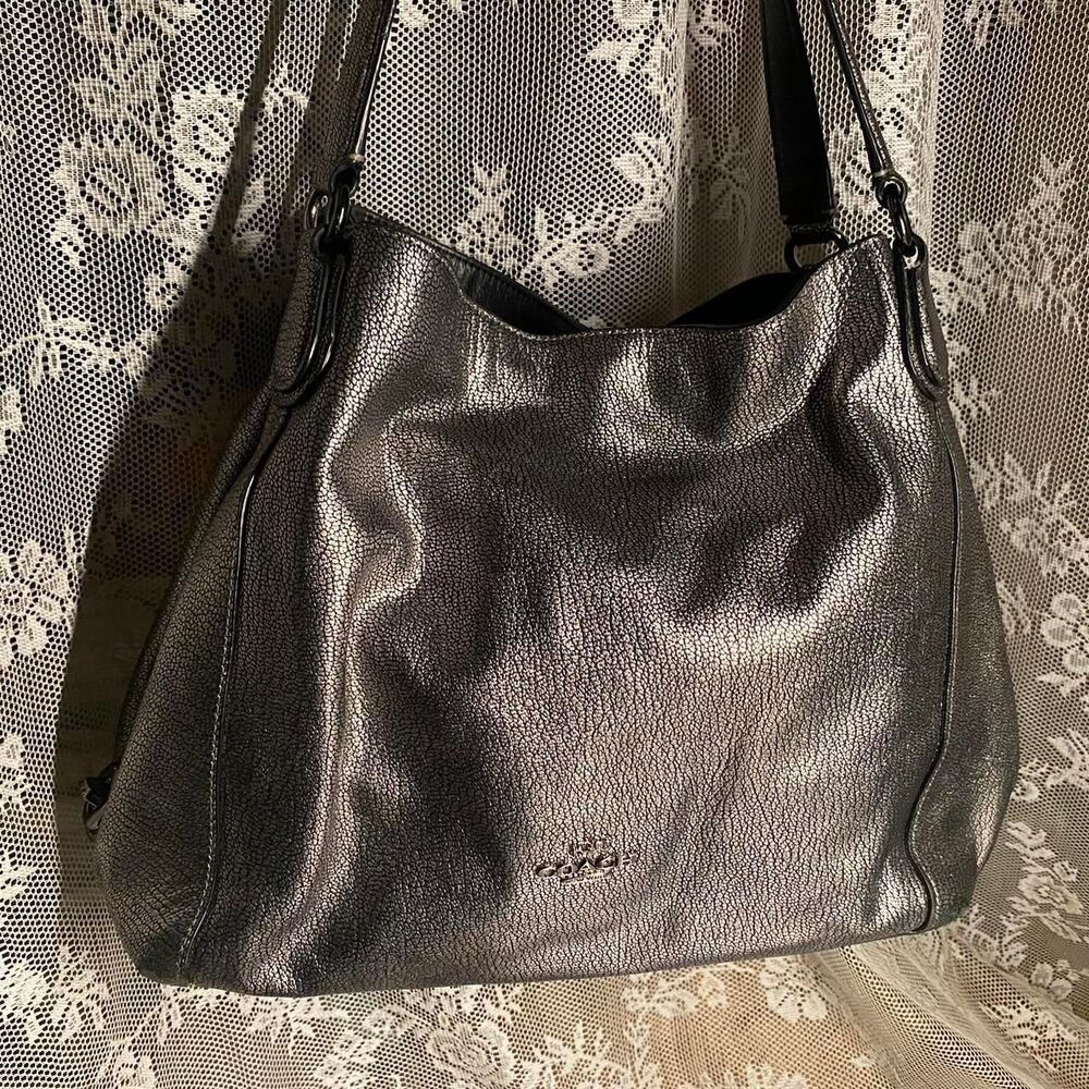 Coach Women's Silver and Grey Bag